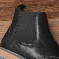 Brogue Chelsea Leather Boots Men thumbnail 3