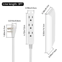 3FT 3-Outlet Extension Cord Power Strip thumbnail 3