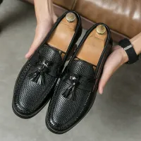 Men's Leather Brogue Tassel Loafers thumbnail 5