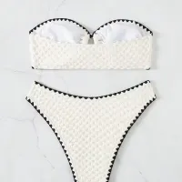 White Strapless Lace-up Bikini Set thumbnail 2
