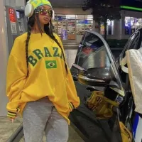 Brazil Flag Y2K Oversized Hoodie thumbnail 3