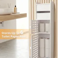 White Slim Bathroom Storage Cabinet thumbnail 3
