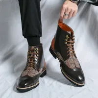Retro Black Brogue High-Top Boots thumbnail 4