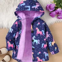 Girls' Fleece Printed Hooded Jacket thumbnail 1