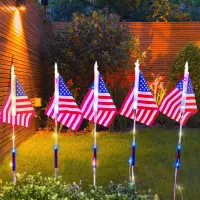 Solar American Flag Stake Lights thumbnail 3