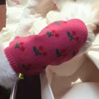 Cherry Print Knitted Winter Dog Sweater thumbnail 4