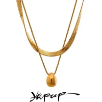 Gold Water Drop Layered Necklace thumbnail 1