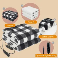 12V Portable Heated Car Blanket Plaid thumbnail 5