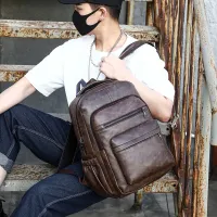 USB Charging Leather Laptop Backpack thumbnail 4
