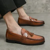 Men's Leather Brogue Tassel Loafers thumbnail 3