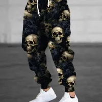 Skull Print Joggers for Men thumbnail 2