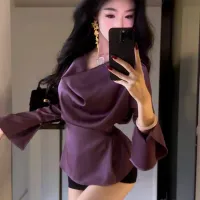 Silk Satin Flare Sleeve Blouse thumbnail 2