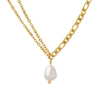Double Layer Pearl & Titanium Necklace thumbnail 1