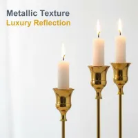 Gold Metal Candle Holder Set - 3 Piece thumbnail 3