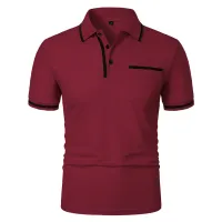 Men's Solid Color Polo Shirt with Pockets thumbnail 3