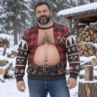 Lumberjack Dad Bod Ugly Christmas Sweater thumbnail 1