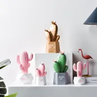 Pink Resin Cactus Mini Succulent Desk Decor thumbnail 4