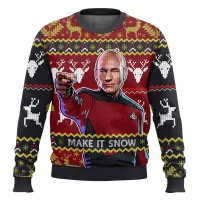 Captain Picard Ugly Christmas Sweater Pullover thumbnail 1