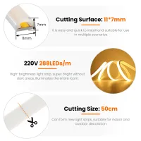 COB LED Strip 220V Dimmable Neon Rope Light thumbnail 4