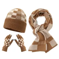Men's Checkerboard Knit Winter Set 3-Piece thumbnail 1