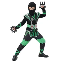 Green Ninja Kids Costume 9PC Set thumbnail 3