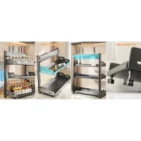 3-Tier Black Metal Spice Rack Organizer thumbnail 6