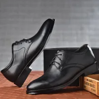 Black Leather Oxford Dress Shoes thumbnail 3