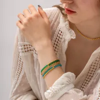 Gold Plated Blue Bead Choker Necklace thumbnail 4