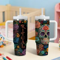 Sugar Skull Insulated Tumbler 40oz thumbnail 1