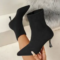 Green Pointed Toe Chelsea Sock Boots thumbnail 3