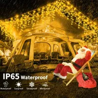 Solar Icicle Christmas Lights - 162 LED thumbnail 4