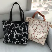 Cute Cat Canvas Tote Bag thumbnail 1