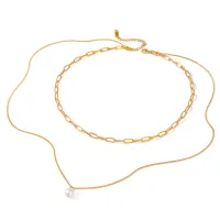 Gold Plated Pearl Pendant Necklace thumbnail 4