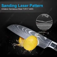 Japanese Damascus Santoku Knife Set thumbnail 2