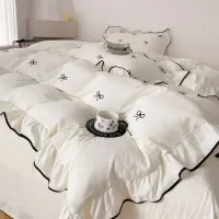 Bow Embroidery Ruffles Duvet Cover Set thumbnail 5
