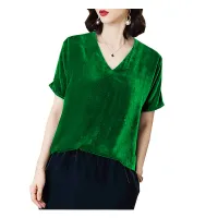 Silk Velvet V-neck T-shirt - Purple thumbnail 3