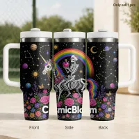 Rainbow Skeleton Unicorn Cosmic Tumbler thumbnail 1