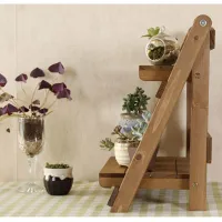 Vintage 2-Tier Wood Plant Stand thumbnail 3