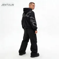Black Y2K Oversized Zipper Hoodie thumbnail 4