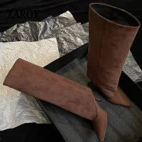 ZAROY Point Toe Suede Knee High Boots thumbnail 3