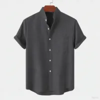 Men's Linen Short-Sleeve Collared Shirt thumbnail 6