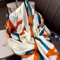 Large Silk Satin Scarf Hijab - Spring Print thumbnail 1
