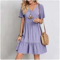 Summer Peplum V-Neck Ruffle Dress thumbnail 3