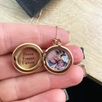 Personalized Photo Necklace with Birth Flower Pendant thumbnail 2