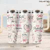 Grace Wins Pink Christian Tumbler thumbnail 1