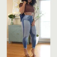 Cropped Spliced Denim Jacket for Women thumbnail 5