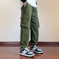 Khaki Cargo Parachute Pants for Men thumbnail 4