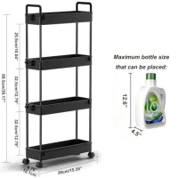 Slim Rolling Storage Cart 4-Tier thumbnail 2
