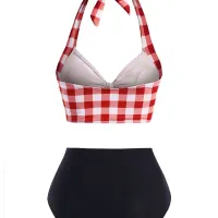 Women's Tummy Control Plaid Tankini thumbnail 3