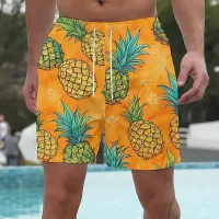 Men's 3D Pineapple Print Beach Shorts thumbnail 4